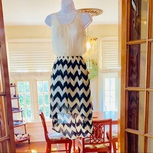 Open-Back Chevron Hi-Lo Dress